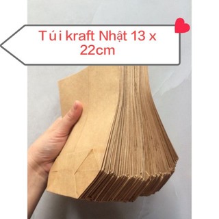 Combo 100 túi giấy kraft nhật kt 13 x 22 cm