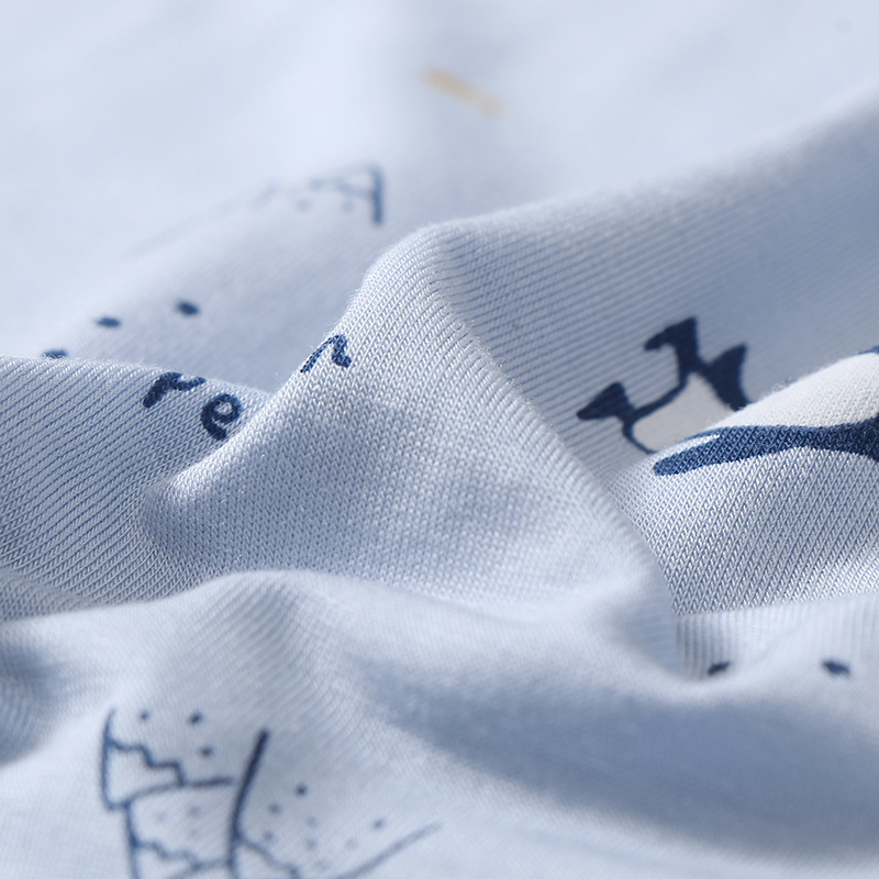 Bộ cộc tay bé trai cotton thun lạnh mùa hè mềm thoáng, mẫu chim cánh cụt MAMDADKIDS