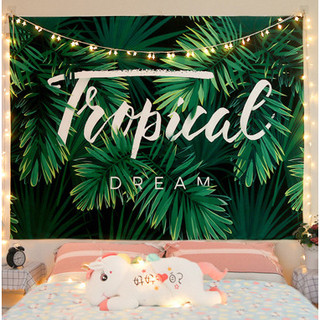 Thảm treo tường bằng vải tựa tranh họa tiết lá cọ tặng kèm móc treo trang trí phòng, làm background chụp ảnh, livestream