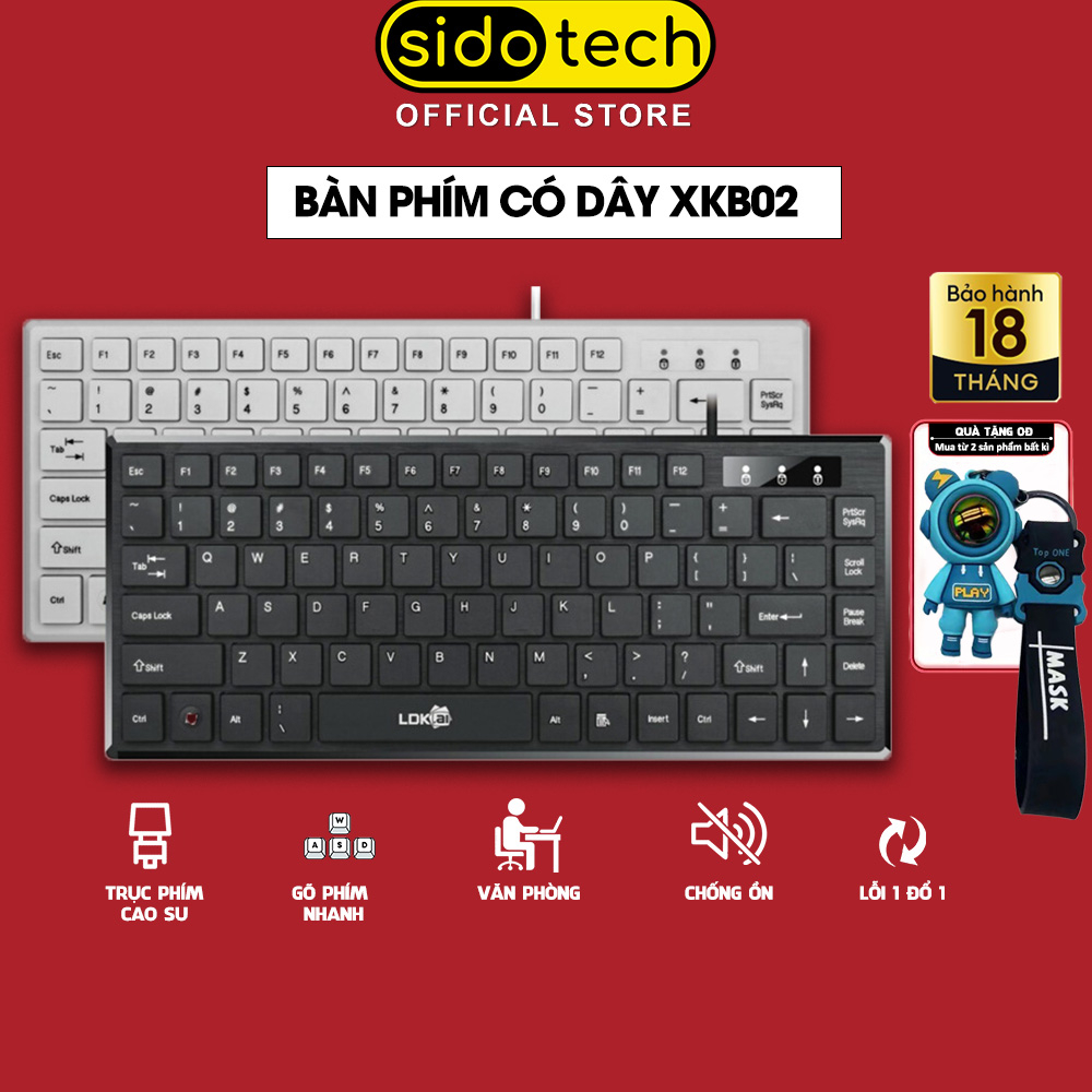 Bàn phím máy tính mini có dây SIDOTECH XKB02 nhỏ gọn tinh tế 82 key cho laptop văn phòng học sinh sinh viên