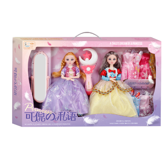 Búp bê ELSA tóc mây - Bộ 2 búp bê Elsa Anna Nữ hoàng băng giá có khớp nối hộp cao cấp