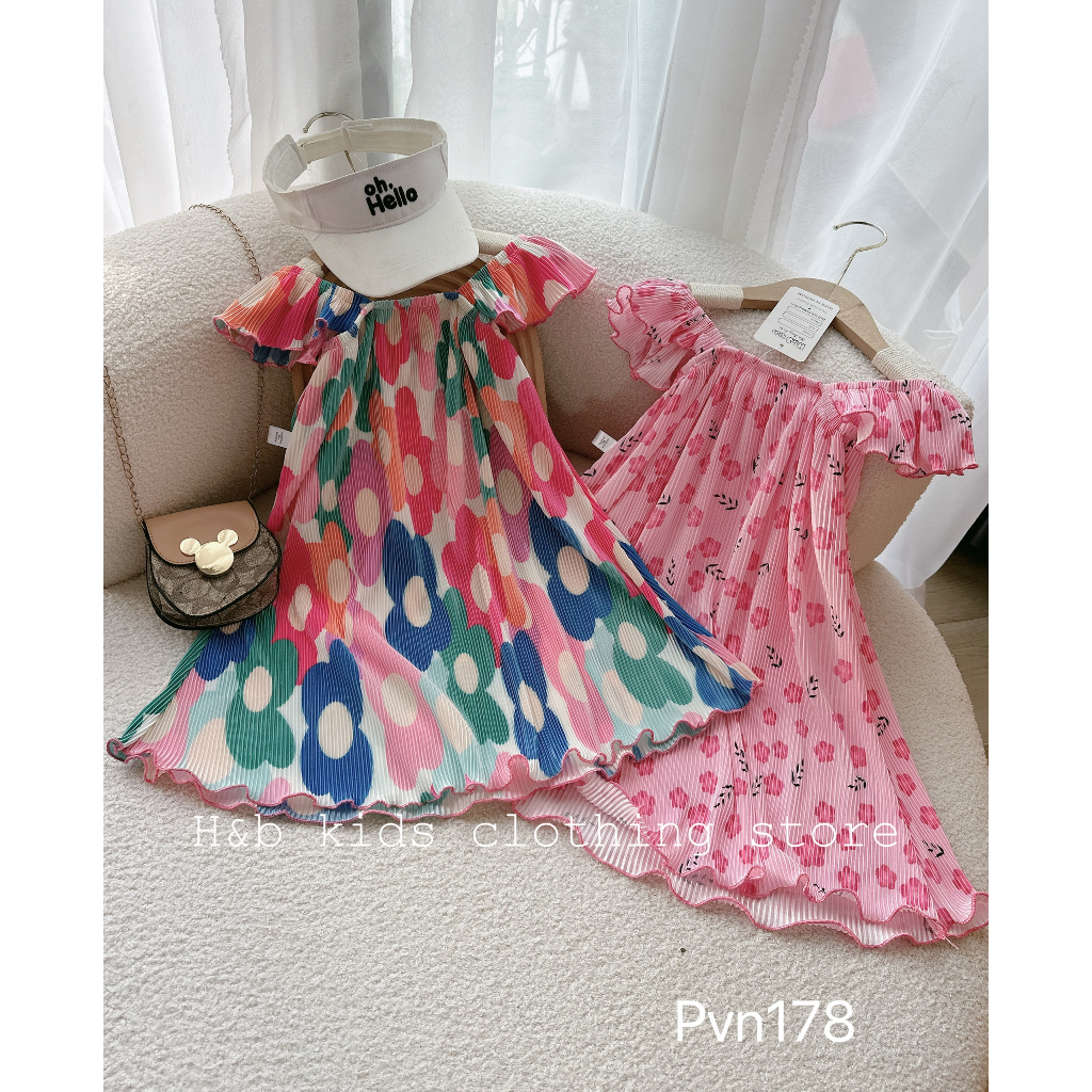 Váy cho bé gái , Váy cánh tiên dập ly đáng yêu cho bé gái diện hè