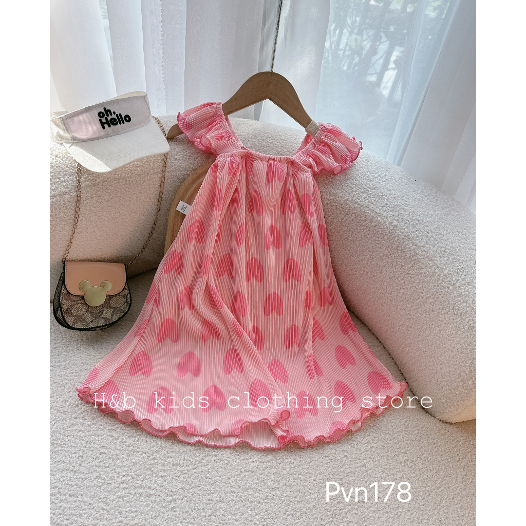 Váy cho bé gái , Váy cánh tiên dập ly đáng yêu cho bé gái diện hè