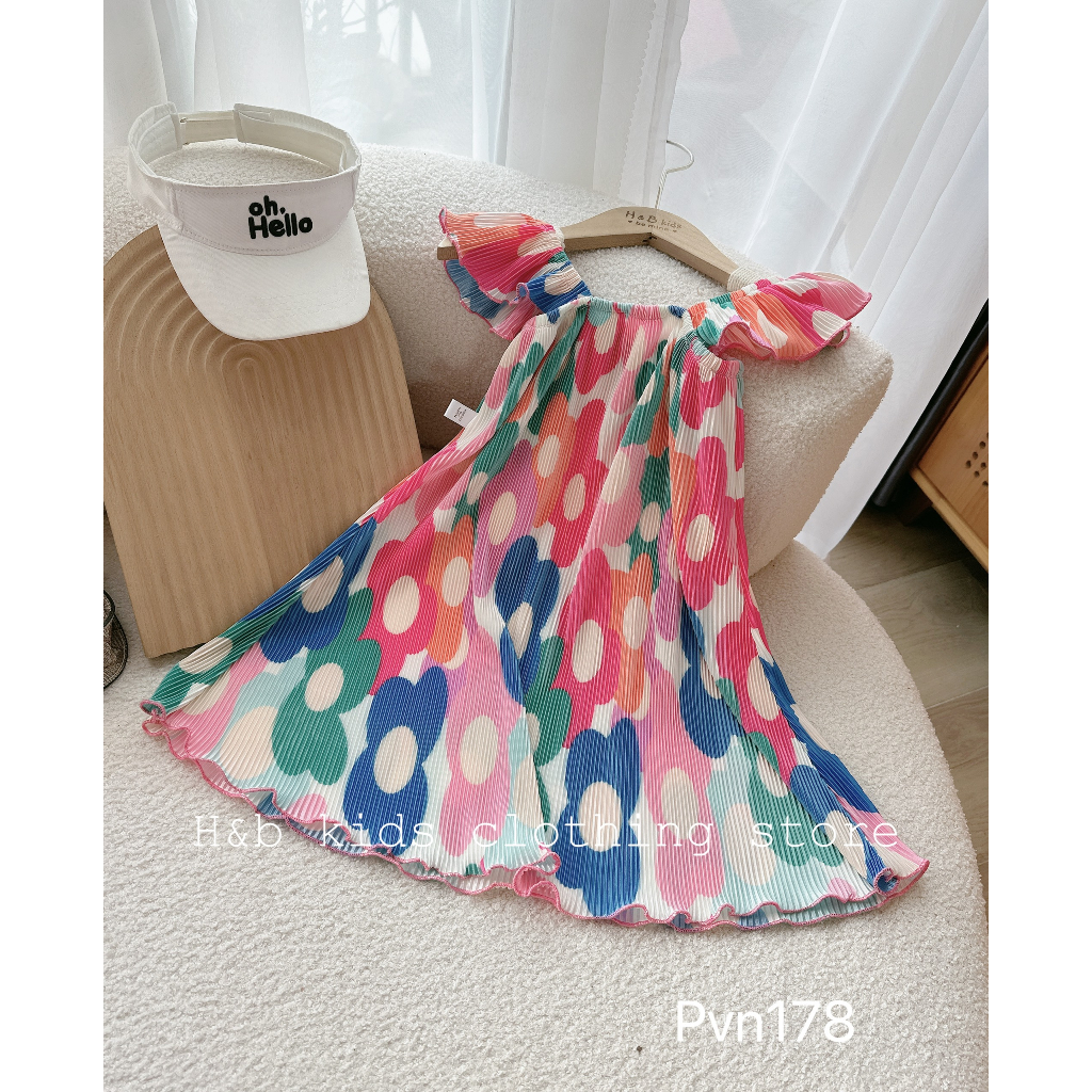 Váy cho bé gái , Váy cánh tiên dập ly đáng yêu cho bé gái diện hè