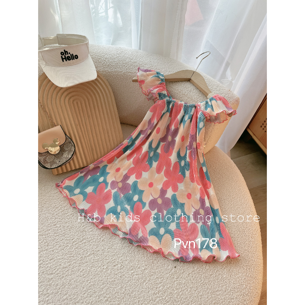 Váy cho bé gái , Váy cánh tiên dập ly đáng yêu cho bé gái diện hè