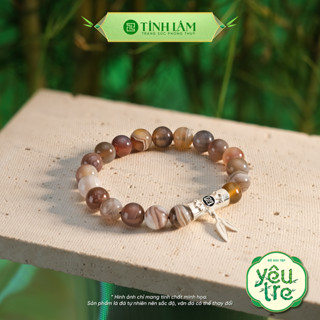 TINH LÂM Vòng Tay Phong Thủy Đá Mã Não Lake Superior 8 Li - Lu Thống Lá Tre