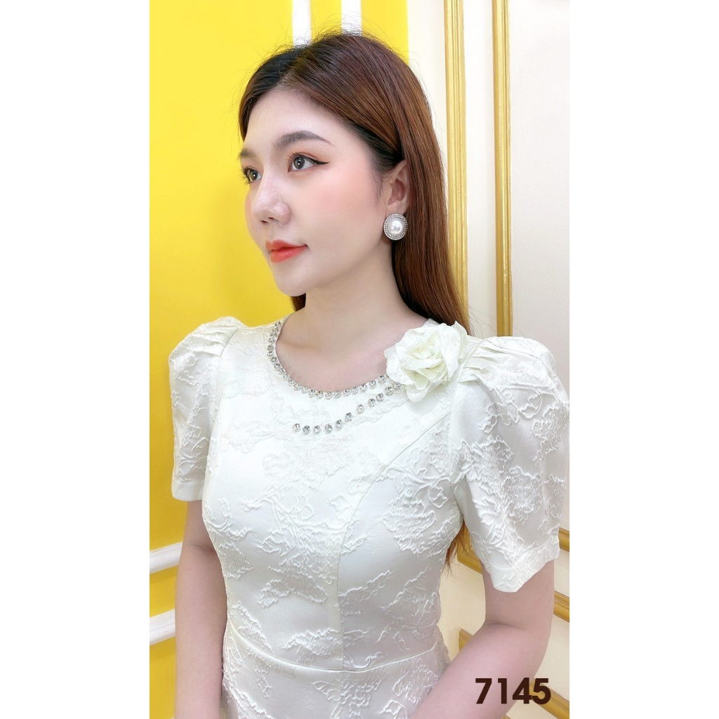 Đầm EMY EM7145 Xoè Gấm Vân