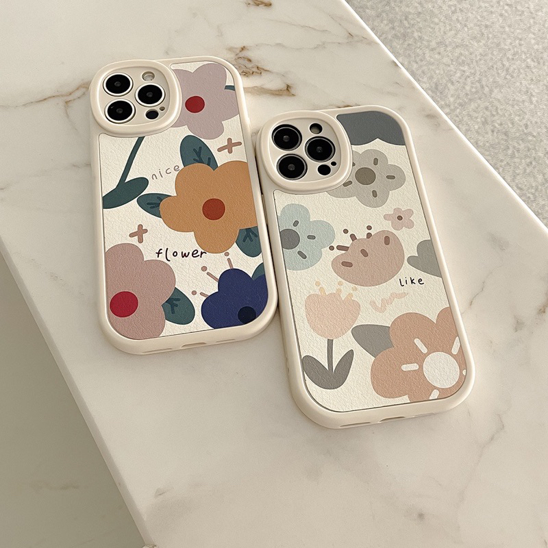 (SIÊU RẺ) Ốp lưng iphone da sần bông hoa xinh xắn 7plus/8/8plus/x/xr/xs/11/12/13/14/pro/max/plus/promax