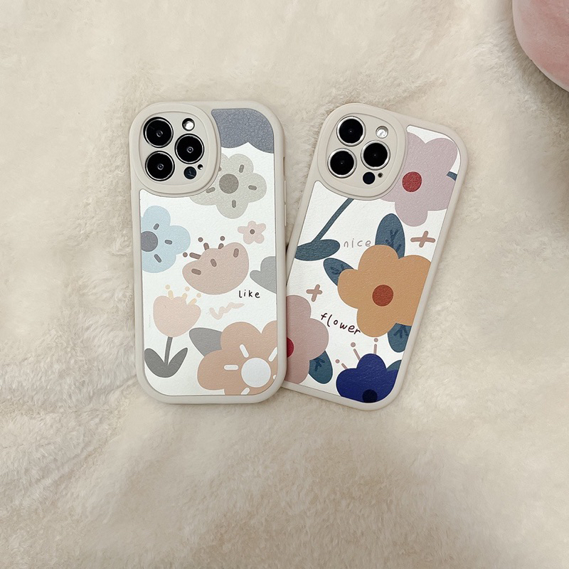 (SIÊU RẺ) Ốp lưng iphone da sần bông hoa xinh xắn 7plus/8/8plus/x/xr/xs/11/12/13/14/pro/max/plus/promax