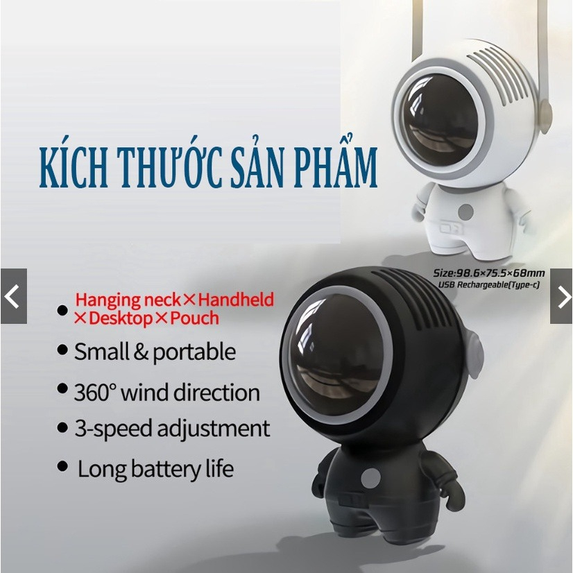 Quạt mini cầm tay không cánh đeo cổ hình phi hành gia - siêu dễ thương - QUÀ TẶNG MÙA HÈ Ý NGHĨA | BigBuy360 - bigbuy360.vn