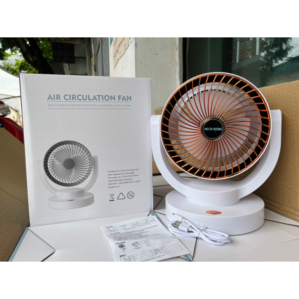 Quạt tích điện mini để bàn xoay 360 độ , lưu thông không khí, gồm các tốc độ gió thoảng, bảo hành 12 tháng | BigBuy360 - bigbuy360.vn