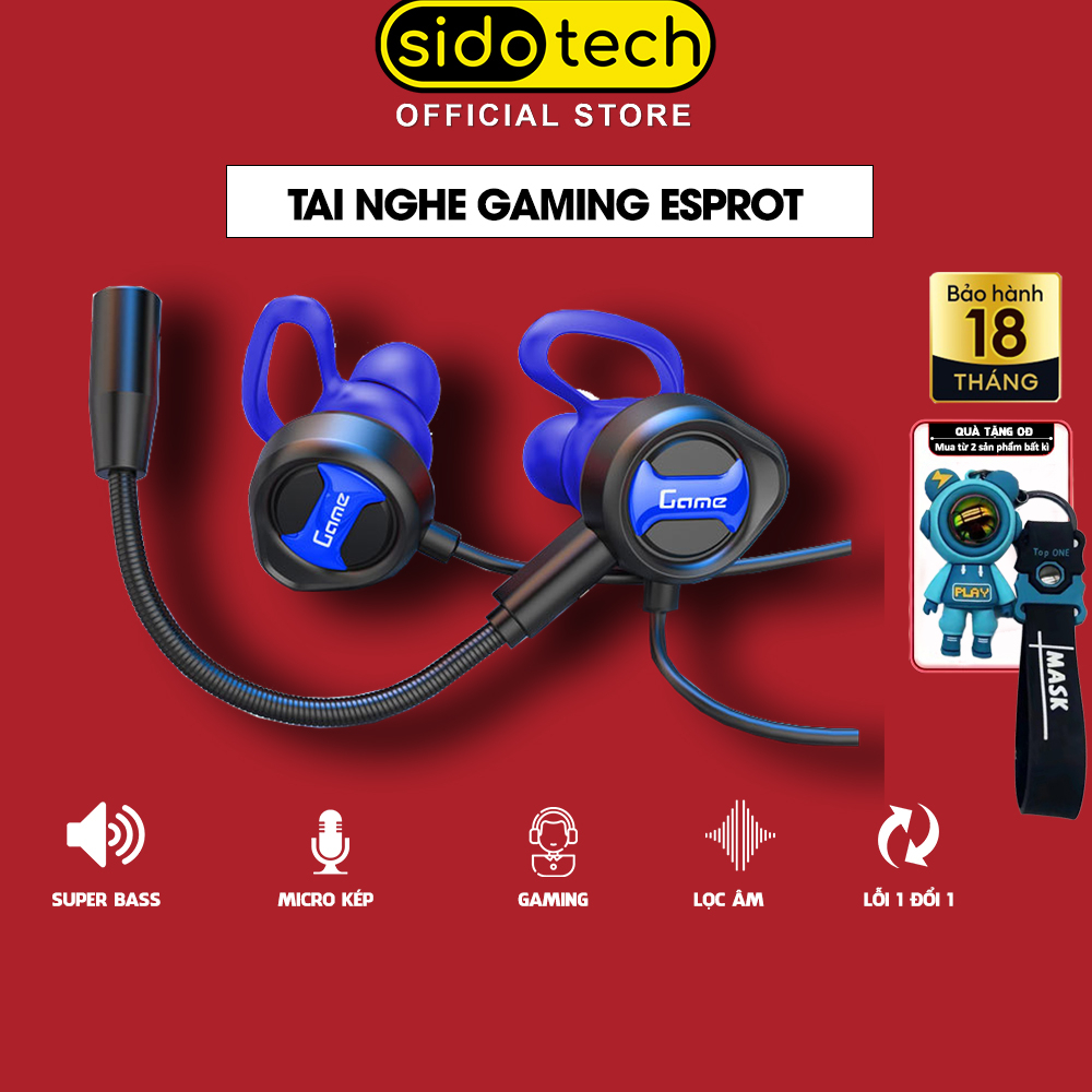 Tai nghe gaming SIDOTECH G18 cho game thủ chơi game điện thoại Pubg / FF / Liên Quân có 2 micro call team - Chính Hãng