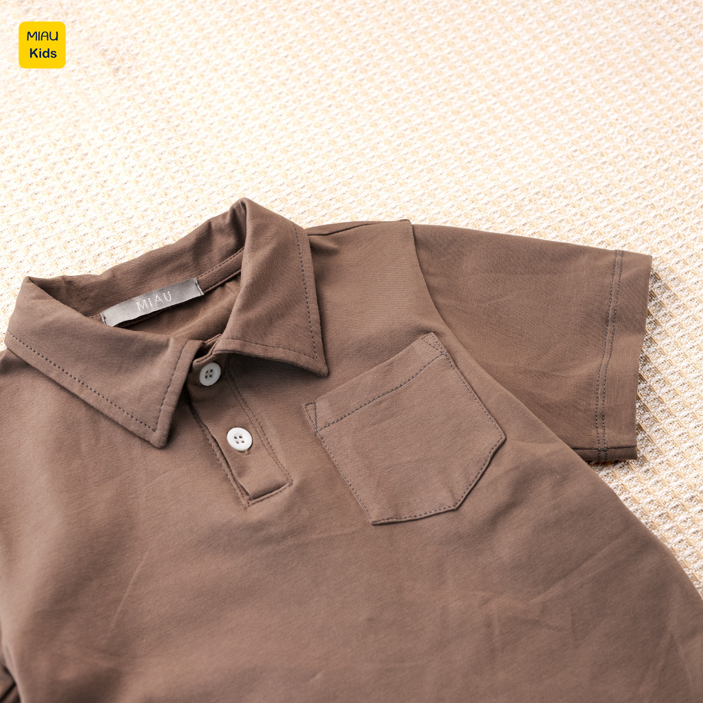 Áo Polo bé trai trơn có túi nhiều màu chất cotton mềm mịn thoáng mát cho bé mặc đi học đi chơi thời trang phong cách
