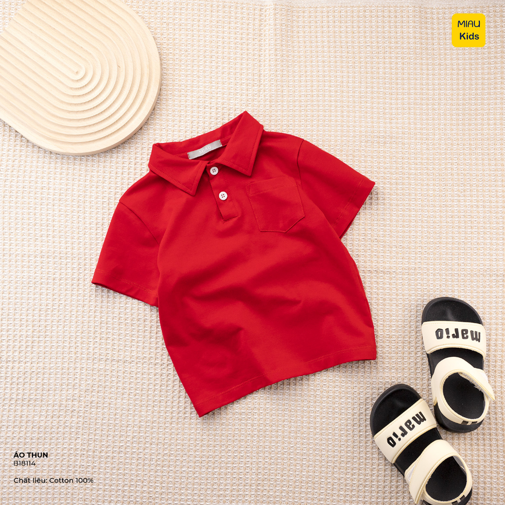 Áo Polo bé trai trơn có túi nhiều màu chất cotton mềm mịn thoáng mát cho bé mặc đi học đi chơi thời trang phong cách