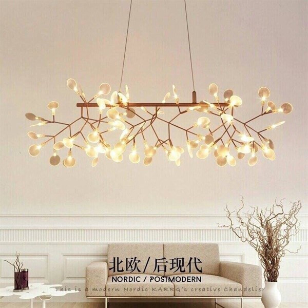 Đèn trang trí, Đèn chùm Hera thanh dài 81 lá 8990/1000,Đèn phòng bếp,Phòng khách,Đèn thả hiện đại