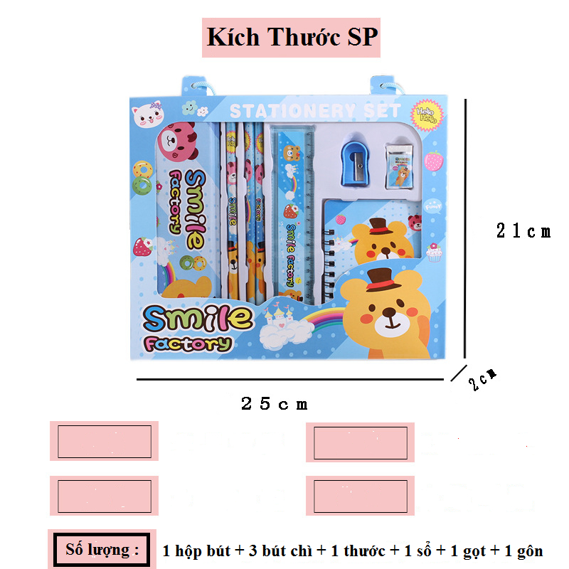 Bộ 8 Món Đồ Dùng Học Tập Cho Bé Nhiều Mẫu Cute