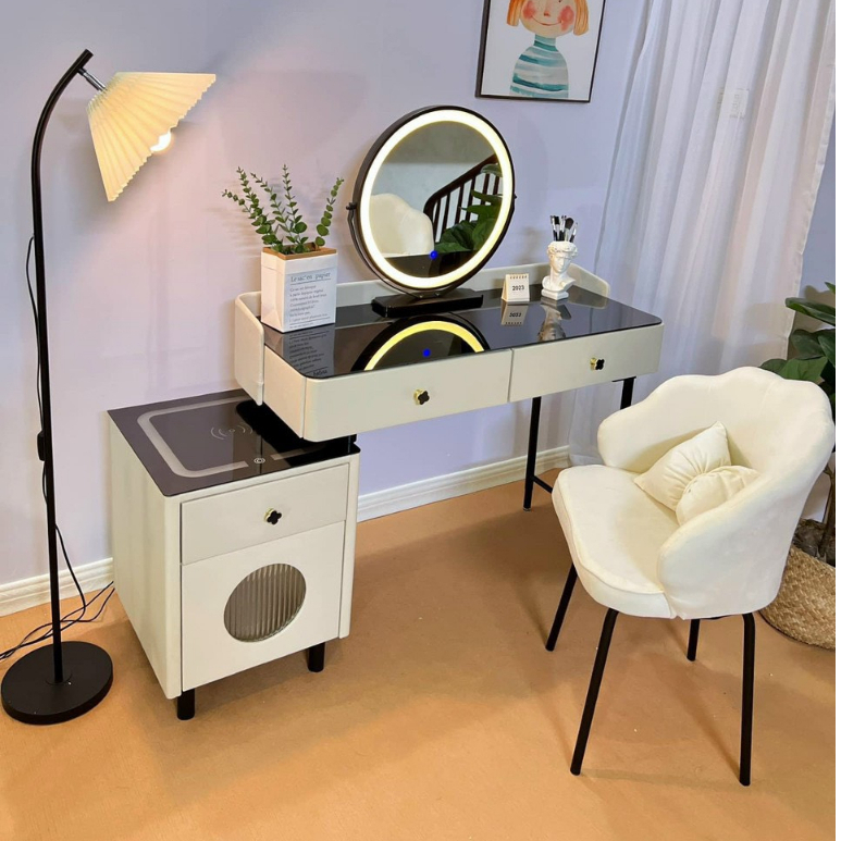 Bàn trang điểm thông minh, bàn phấn thông minh có loa sạc đèn đủ bộ cả ghế và gương  - Mã VTP10 - Nội thất Chani