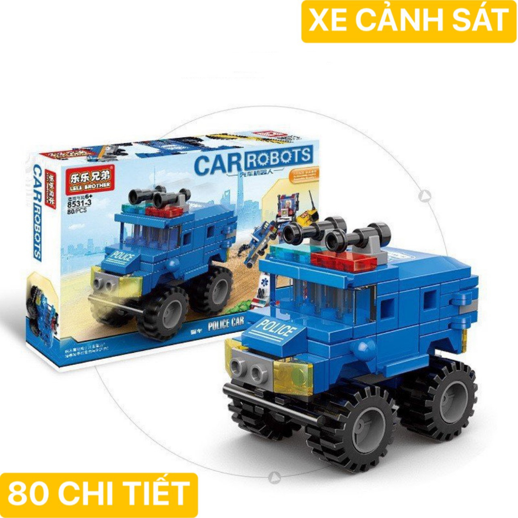 Đồ chơi xếp hình, mô hình lắp ghép Lego Xe Cảnh sát, Xe Quân sự Cỡ nhỏ cho bé