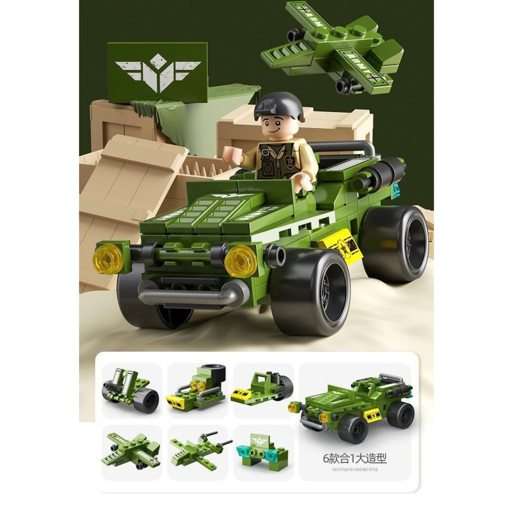 Đồ chơi xếp hình, mô hình lắp ghép Lego Xe Cảnh sát, Xe Quân sự Cỡ nhỏ cho bé