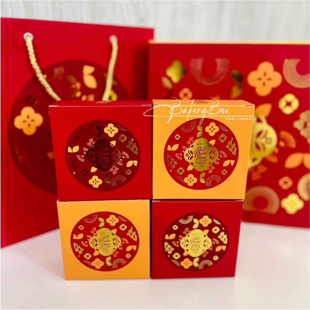 Set Hộp Túi Trung Thu Đoàn Viên 4 Bánh 150gr - 250gr (Mẫu Mới 2023)