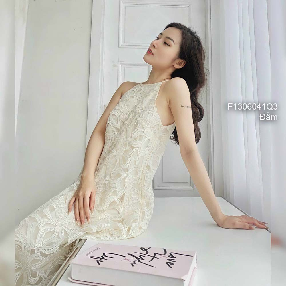 Đầm maxi ren 2 dây dáng dài hở lưng