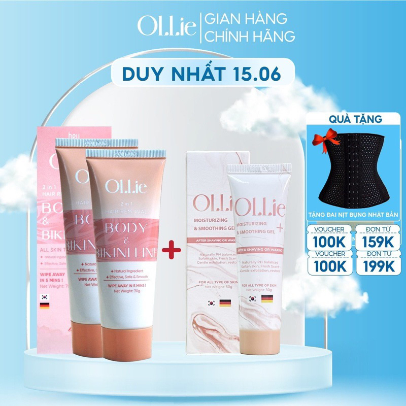 Combo 2 kem tẩy lông Ollie + 1 kem dưỡng da làm chậm quá trình mọc lông Ollie