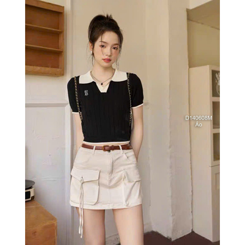 Áo len cổ bẻ phối màu tay con siêu thời trang!