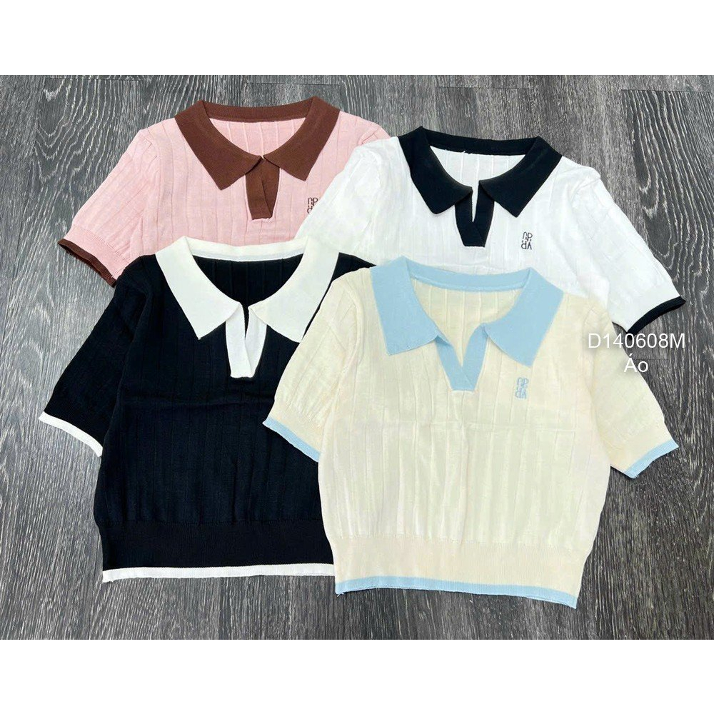 Áo len cổ bẻ phối màu tay con siêu thời trang!