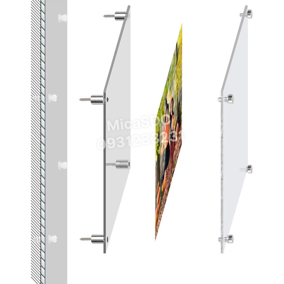 Khung ảnh treo tường - Khung tranh mica - khung treo bằng gắn tường