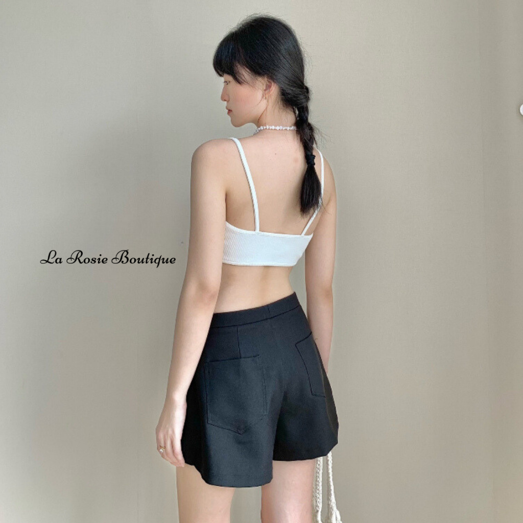 Áo Bra Hai Dây Mảnh Thun Gân Viền Gợn Sóng La Rosie Boutique Ôm Dáng Sexy