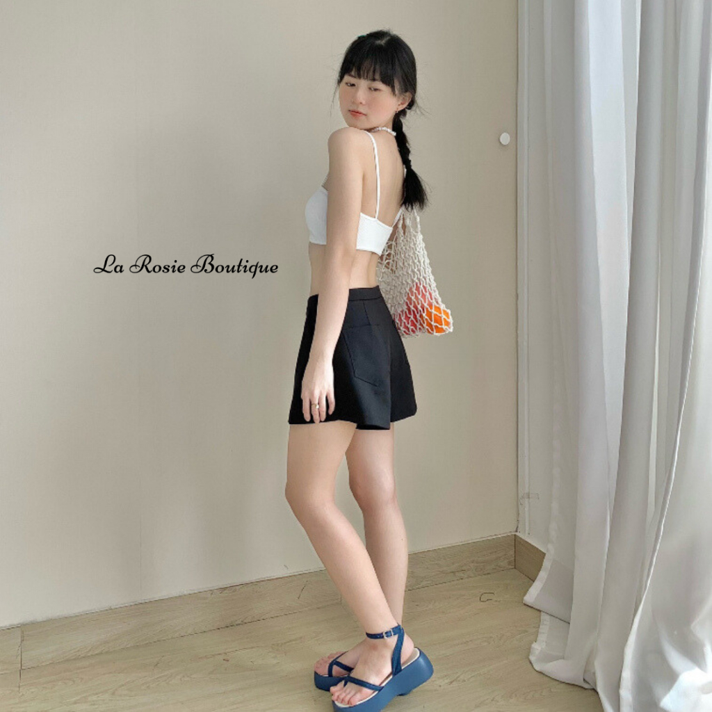 Áo Bra Hai Dây Mảnh Thun Gân Viền Gợn Sóng La Rosie Boutique Ôm Dáng Sexy