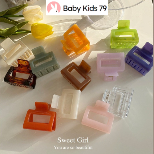 Kẹp tóc nữ vuông phong cách hàn quốc, kẹp càng cua màu pastel dễ thương