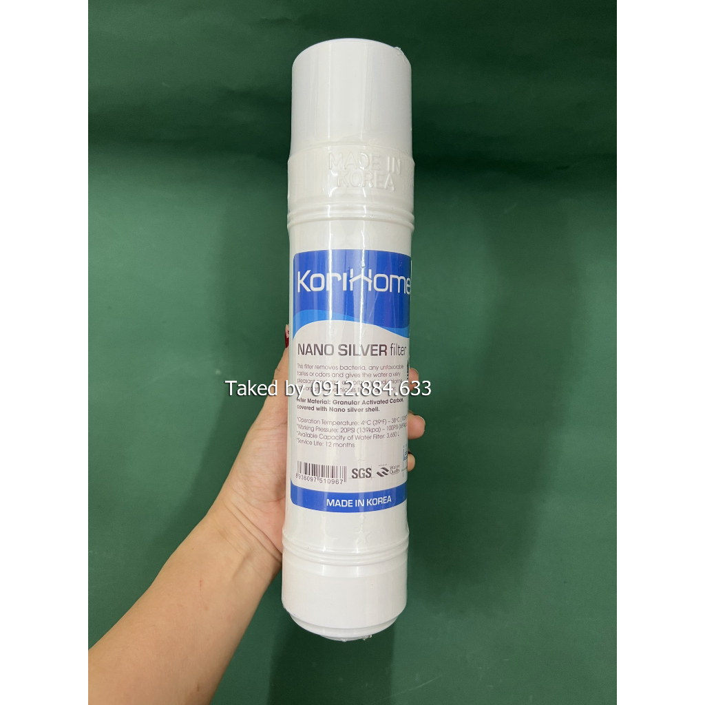 Combo 6 lõi lọc nước Korihome Hàn Quốc gồm 2 Sediment, 2 Pre Carbon, 1 Post Carbon, 1 Nano Silver hệ lõi cắm nhanh 10&quot;
