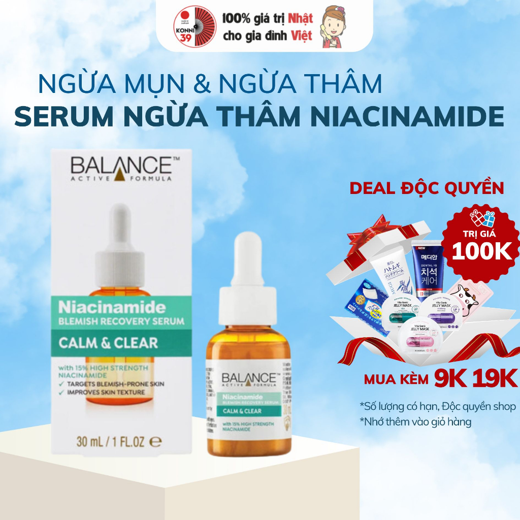 Serum ngừa mụn mờ thâm Balance Active Formula Niacinamide 15% Blemish Recovery 30ml - Bahachiha