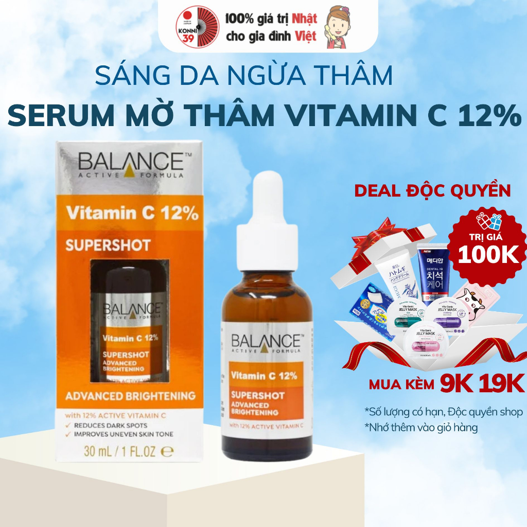 Serum tinh chất sáng da - mờ thâm Balance Active Formula 12% Vitamin C Supershot 30ml - Bahachiha