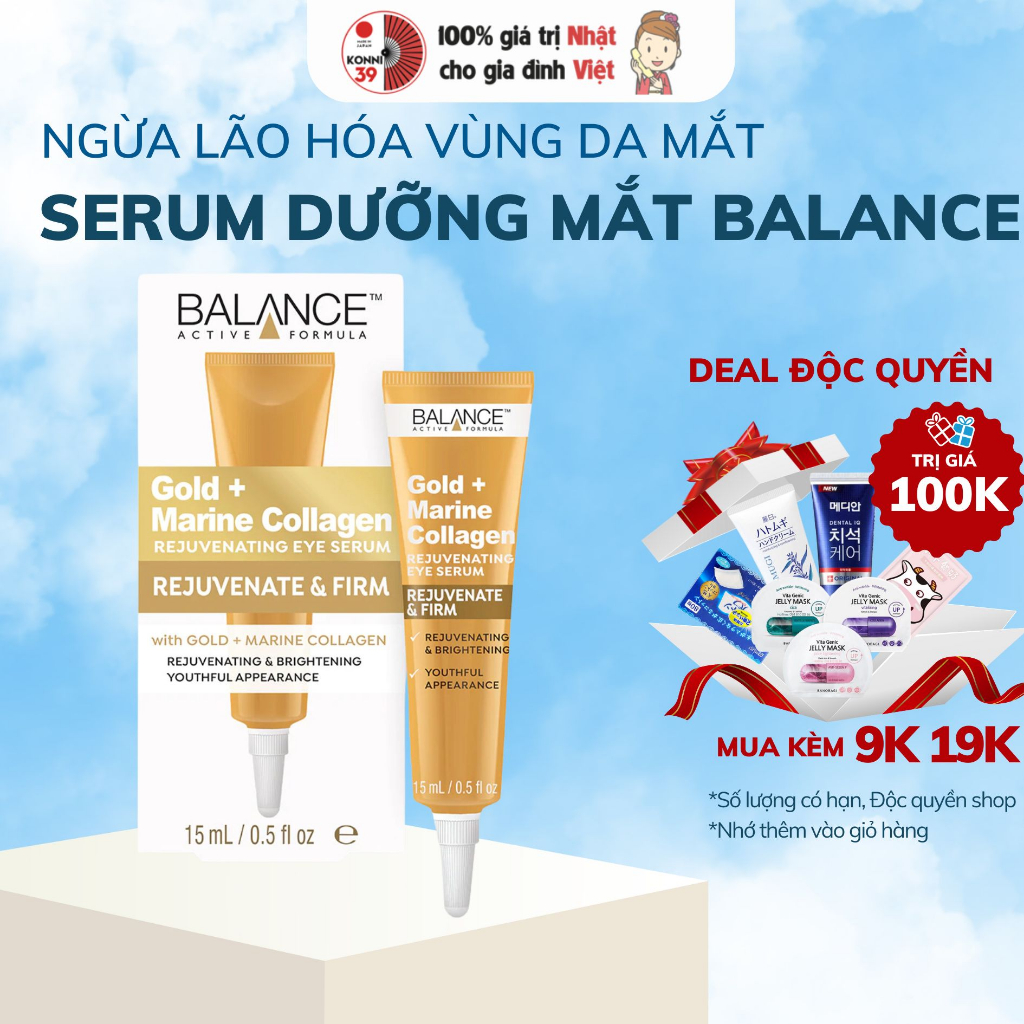 Serum tái tạo và dưỡng da mắt Balance Active Formula Gold Collagen Rejuvenating eye 15ml