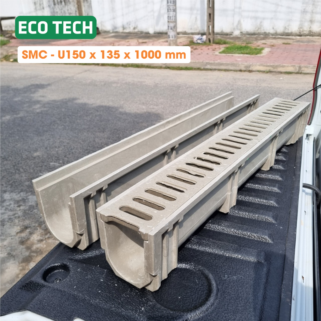 Cống thoát nước lắp ghép ECOdrain SMC-135x150x1000mm: Nhựa gia cường cao cấp chịu tải cao, thoát nước nhanh, dễ lắp đặt.
