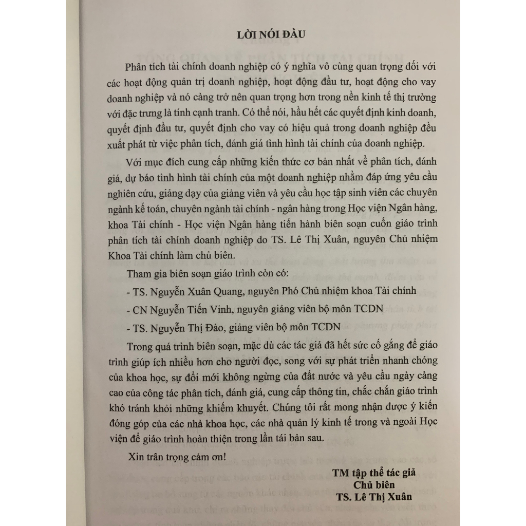 Sách - Giáo Trình Phân Tích Tài Chính Doanh Nghiệp (Tái Bản - TS. Lê Thị Xuân)