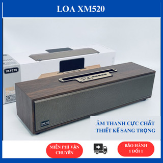 Loa bluetooth XM 520 Bass mạnh, công suất 20W, thiết kế vỏ gỗ dạng thanh để bàn
