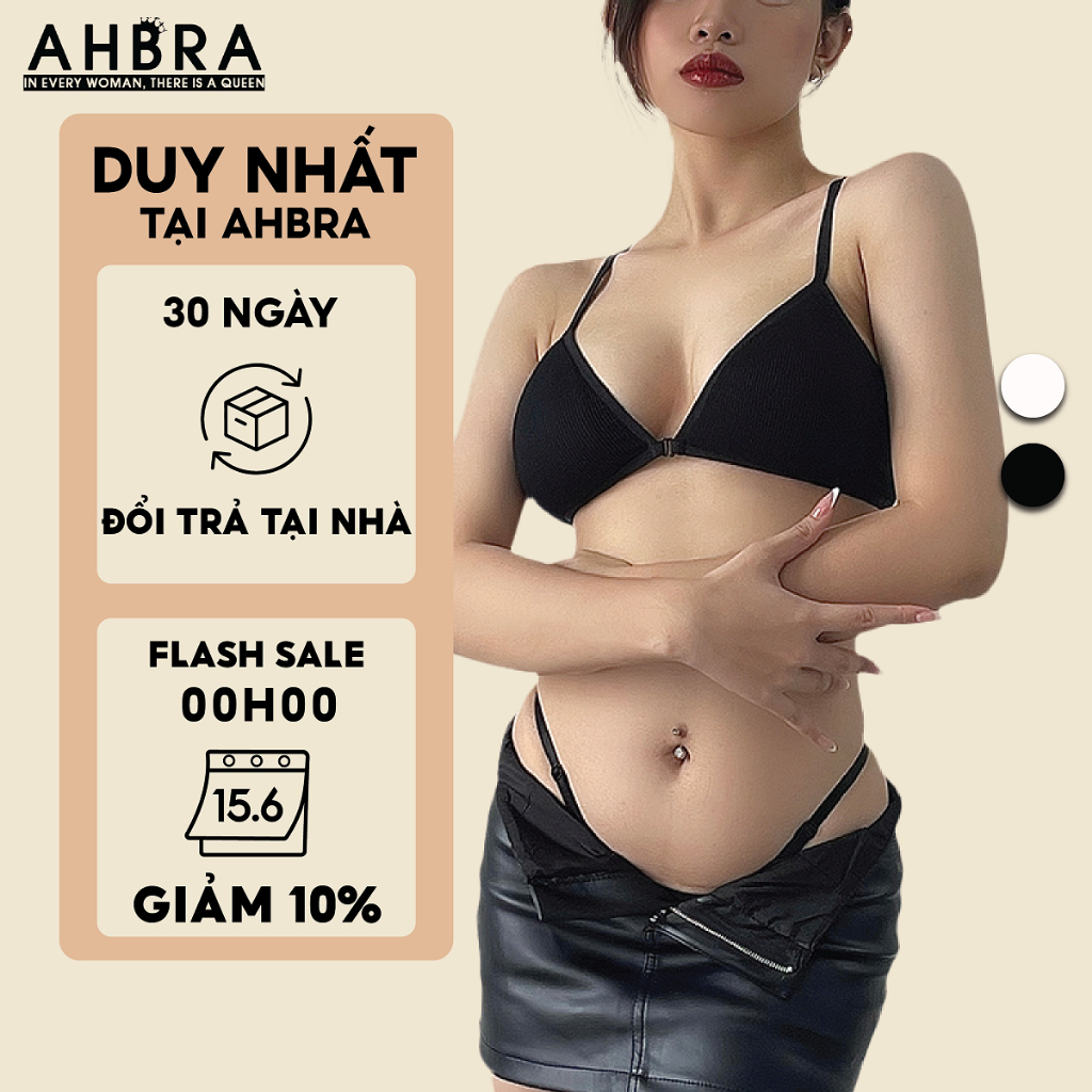 Áo Ngực Cài Trước Thun Tăm Mềm Mại Không Gọng 2 Dây Mút Mỏng AHBRA T01 Thoáng Khí 30 Ngày Đổi Trả Bảo Hành Mút Trọn Đời