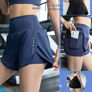 Quần đùi short nữ ngắn 2 lớp phù hợp chạy bộ, đi bơi, chơi thể thao, Quần tập gym, yoga, erobic nữ cạp cao K8