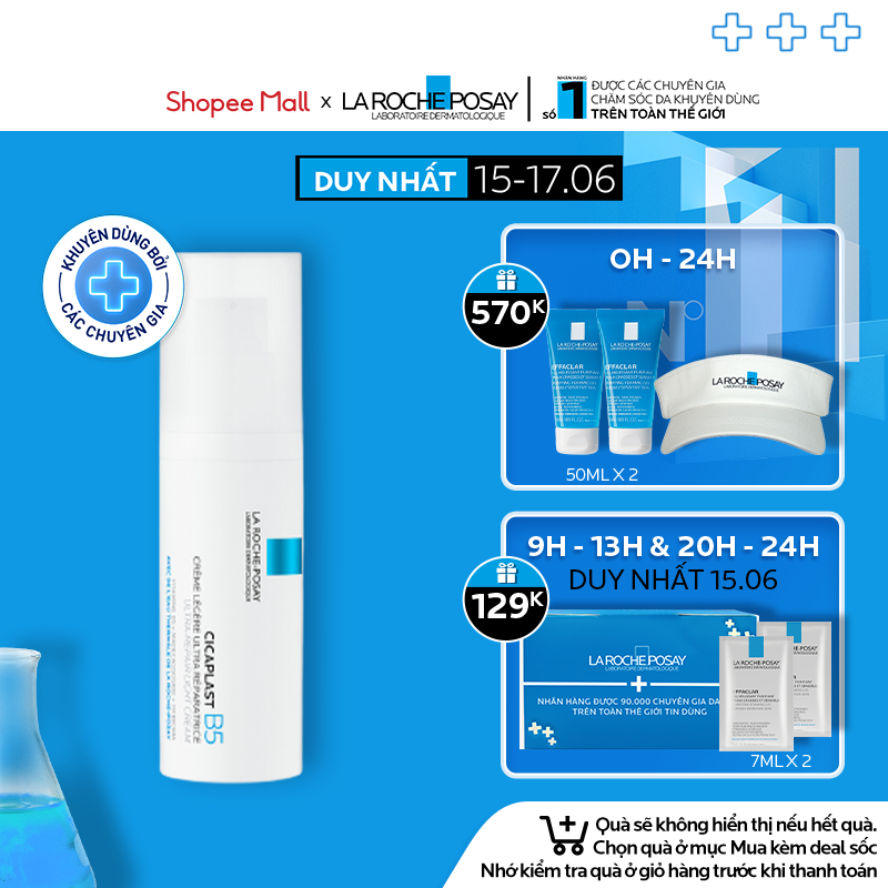 Kem dưỡng mỏng nhẹ giúp cấp ẩm, hỗ trợ phục hồi làn da La Roche-Posay Cicaplast B5 Ultra-repair Light Cream 40ml