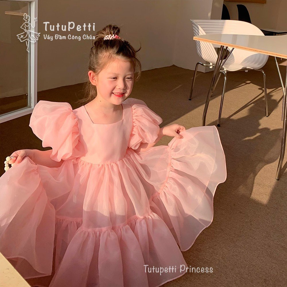 Đầm váy tiểu thư babydoll cho bé gái Tutupetti tay phồng ngọt ngào yêu kiều