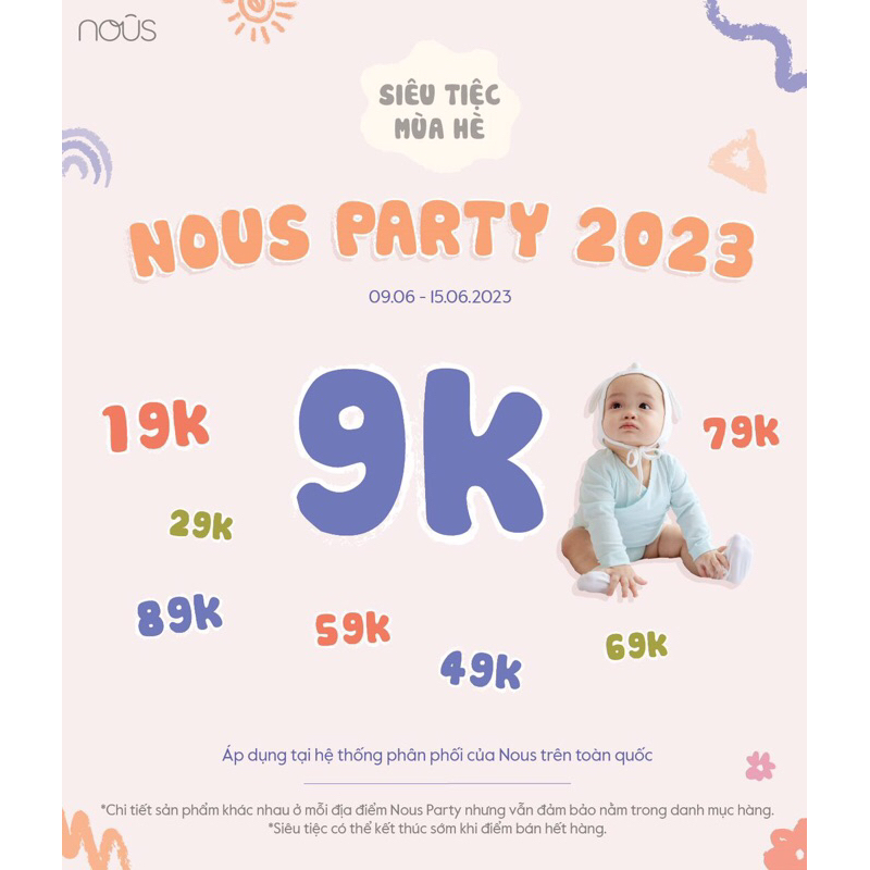 Nous Party 2023 - Bộ cộc tay, bộ dài tay vải mềm mát cho bé