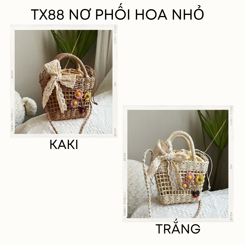 Túi xách nữ cói mini đi biển du lịch vintage đeo chéo cầm tay đẹp ROSASO TX88