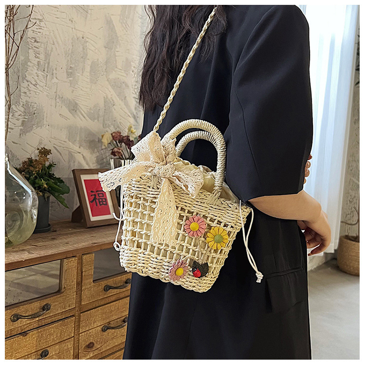 Túi xách nữ cói mini đi biển du lịch vintage đeo chéo cầm tay đẹp ROSASO TX88