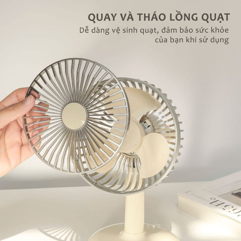 Quạt Tích Điện Để Bàn Mini 2 Cấp Gió Mát Phong Cách Retro, Quạt Tích Điện Kiểu Dáng Hàn Quốc Xinh Xắn Sạc USB Tiện Dụng