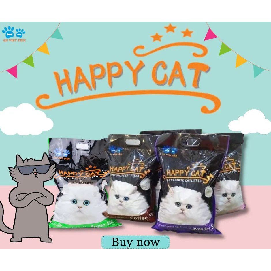 Cát Vệ Sinh Cho Mèo Happy Cat 5L  Nặng 4kg | Cát Mèo Siêu Khử Mùi Vón Cục