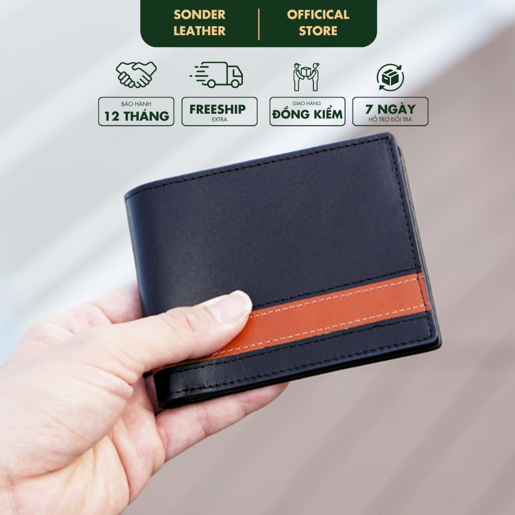 Ví nam da bò thật Nova ví da nam cao cấp, bóp da bò pull-up láng mịn thương hiệu Sonder Leather