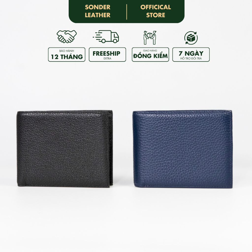 Ví nam da bò thật Lucas ví da nam cao cấp, bóp nam da bò vân hạt thương hiệu Sonder Leather